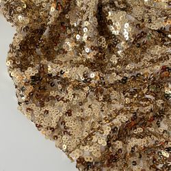 Пайетки на стрейч сетке золото 