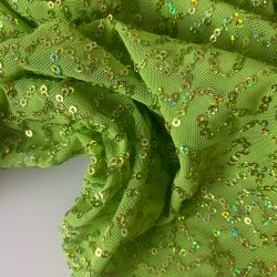 Сетка с пайетками салатовая 